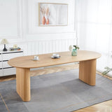 WILLIAMSPACE 90.55" Wood Extendable Dining Table for 6 to 10, Modern Oval Kitchen Table with Wooden Legs, Mid Century Large Dining Room Table, Easy to Assemble (59.15"-74.8"-90.55", Oak) WILLIAMSPACE
