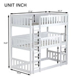 PVWIIK Twin Over Twin Over Twin Wood Bunkbeds with Ladder & Guardrails, Triple Bunk Bed w/Detachable Bunk Bed for Dorm, Bedroom,Guest Room,No Box Spring Needed,Easy Assembly, White PVWIIK