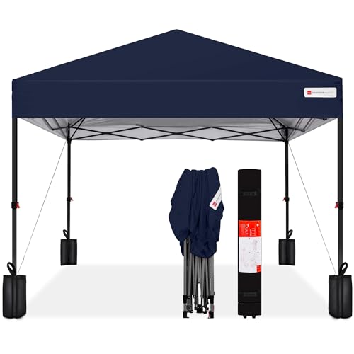 Best Choice Products 12x12ft 1-Person Setup Pop Up Canopy Tent Instant Portable Shelter w/ 1-Button Push, Case, 4 Weight Bags - Navy Blue Best Choice Products