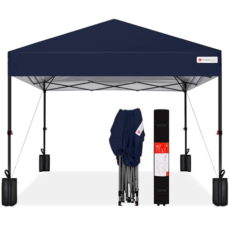 Best Choice Products 12x12ft 1-Person Setup Pop Up Canopy Tent Instant Portable Shelter w/ 1-Button Push, Case, 4 Weight Bags - Navy Blue Best Choice Products