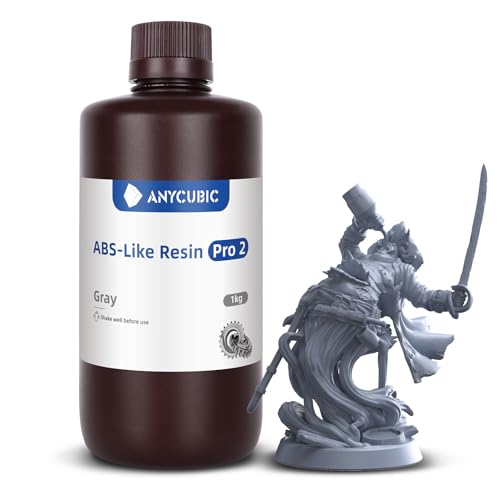 ANYCUBIC 3D Printer Resin, ABS-Like Resin Pro 2 with Enhanced Strength and Toughness, Performance far Superior to ABS-Like Resin, Low Odor, Wide Compatible for All Resin 3D Printers (Grey, 1kg)