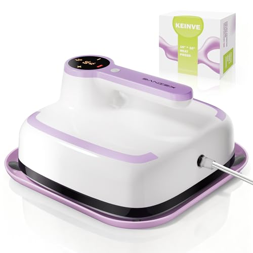 KEINVE 10"x10" Heat Press Machine for T-Shirts, Fast Heating with Timer & Auto Shut-Off, DIY Iron-On Transfer Press for Clothes & Bags - Purple 2026 Update KEINVE
