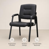 Naomi Home Faux Leather Stackable Office Guest Chairs – Reception Chairs with Armrests for Lobby, Clinic, Medical Waiting Room or Conference Room Seating - Black, Set of 6 Naomi Home