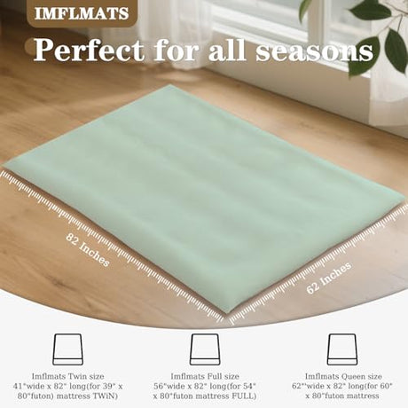 imflmats Japanese Floor Futon Mattress Cover with Zippered Twin Size 82" L x 41" W Portable Camping Mat Washable Tatami Mattress Cover Green imflmats