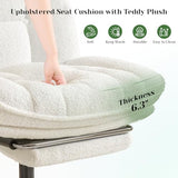 DurayLoly Cross Legged Office Chair with Foot Rest, 6.3" Thick Cushioned Criss Cross Chair with Wheels, Height Adjustable Swivel Vanity Chair for All-Day Comfort (White) DurayLoly