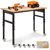Heavy-Duty Adjustable Garage Workbench 60" L x 24" W – 2000 LBS Capacity with ETL Power Outlet, Rubberwood Top for Woodworking, Welding, Crafting & Home Office (29.5"-39.4" Height Adjust) EliteEdge