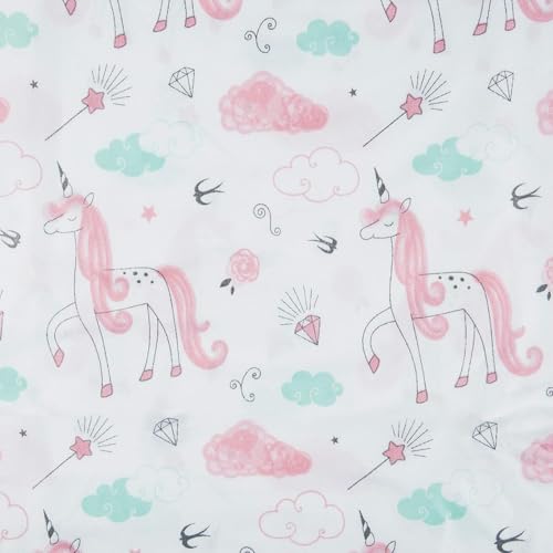 Kids Rule 4-Piece Sketch Unicorn Sheet Set for Girls & Kids - 1 Full Flat Sheet, 1 Full Fitted Sheet & 2 Queen Pillowcases, Soft Brushed Microfiber Polyester Bed Sheet, Smooth & Durable Kids Rule