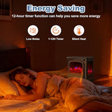 DUMOS 26” Freestanding Electric Fireplace Heater, Electric Fireplace Stove with 3D Flame Effect & Remote Control, Stylish Stove for Home with Safety Features, Adjustable Heat & 12H Timer, Inky DUMOS