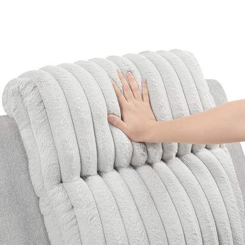 Lexicon Modern Recliner Chair for Living Room, Manual Wall Hugger Textured Microfiber Reclining Chair, Plush Corduroy Channel Seat Back, Manual Recliner, Light Gray Lexicon