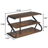 Aroktake 3-Tier Shoe Rack, Wooden Shoe Storage with S Shape Heavy Duty Metal Free Standing, Shoe Organizer Shelf for Entryway, Living Room, Closet, Bedroom (Rustic) Aroktake