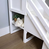 Max & Lily Low Loft Bed, Twin Bed Frame For Kids With Stairs, White Max & Lily