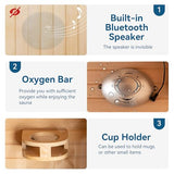 Woodbridge Infrared Home Sauna Room 2 Person Hemlock Wooden Indoor Sauna,7 Carbon 2230W/120V Heaters,with Led Color Therapy Light,Bluetooth Speaker,Tempered Glass,Touch-Tone Keypad and A Top Vent WOODBRIDGE