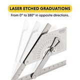 General Tools Protractor and Angle Finder #39, Stainless Steel, Outside, Inside, Sloped Angles, 0° to 180° - WoodArtSupply