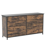 IKENO 8 Drawer Dresser, Industrial Wood Storage Dressers & Chests of Drawers with Sturdy Steel Frame, Storage Dresser for Bedroom Wood (Rustic Brown) IKENO