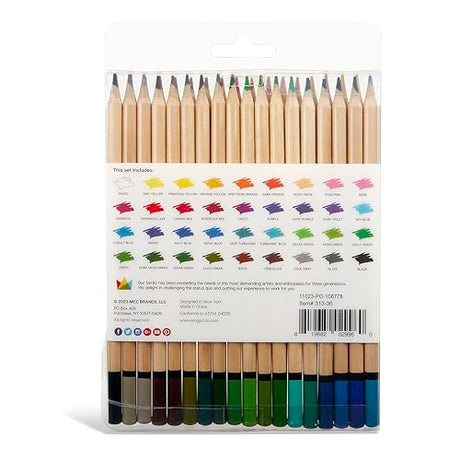 KINGART 313-36 Artist Quality 36 Ct. Watercolor Pencil Set, 36 Unique Highly Pigmented Colors, Pre-Sharpened, Use Wet or Dry for Drawing, Painting & Mixed Media, For Professional to Beginner/Student KINGART