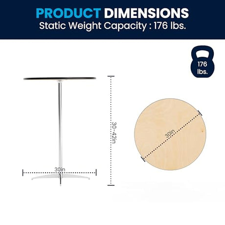 Flash Furniture Lars 30'' Round Wood Cocktail Table with 30'' and 42'' Columns, Adjustable Wood Bar Height Table for Events or Home Use, Natural Flash Furniture
