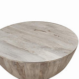 The Urban Port 12-Inch Height Round Mango Wood Coffee Table, Subtle Grains, Distressed White The Urban Port