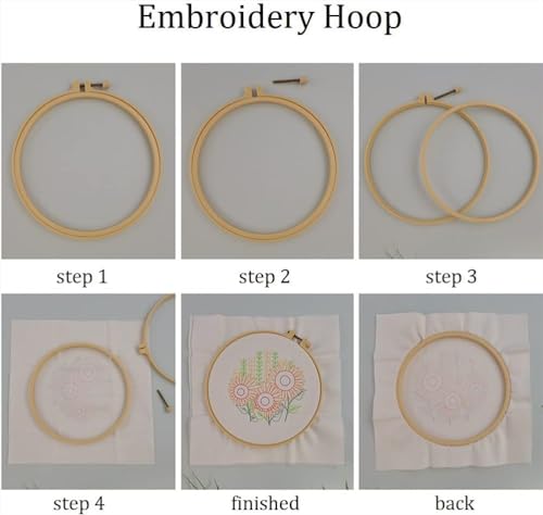Meecaa 3 Pieces Jellyfish Flower Embroidery Kit Starter Set, Hand Embroidery Pattern Printed Cross Stitch for Beginner Adults, With Embroidery Hoop and Instructions (Jellyfish)