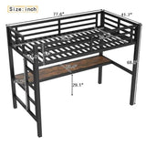 Bellemave Twin Loft Bed with Desk and LED, Metal Twin Loft Bed Frame with USB guardrail and Ladder for Adults, Kids, Teens, Black Bellemave