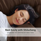Shilucheng 4 Piece King Sheet Sets, Cooling Sheets, Blend Rayon Derived from Bamboo, Deep Pocket Up to 16", Breathable & Soft Bed Sheets, Hotel Silky Bedding Set, Brown Shilucheng
