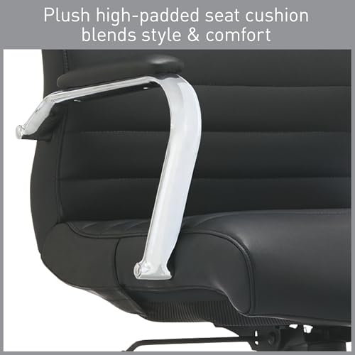 Realspace® Modern Comfort Series Winsley Bonded Leather Mid-Back Chair, Black Realspace