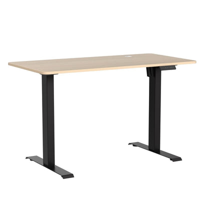 AITERMINAL Height Adjustable Electric Standing Desk, 48 x 24 Inches Sit Stand up Desk, Home Office Desk with Whole-Piece Desktop, Maple Desktop/Black Frame - WoodArtSupply