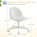VINGLI Modern Vanity Chair with Back, Velvet Desk Chair for Girls, Small Office Chair with Silent Wheels， Stylish and Comfortable, White VINGLI