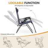 NEWBULIG Zero Gravity Chair Set of 2, Lounge Chair Folding Portable Adjustable Camping Reclining Chairs with Adjustable Pollow, Mesh Back, Cup Holder Trays Lawn Patio Chair for Pool Beach