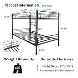 PVWIIK Bunk Bed Twin Over Twin with Guardrail for Dormitory,Living Room,Bedroom,Multifunctional Bed Frame w/Space Saving Design & Ladder,Black PVWIIK