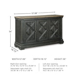 Signature Design by Ashley Tyler Creek Vintage Casual Dining Room Buffet Cabinet or Server with 3 Doors and Lattice Design, Wood, 36" High, Black & Gray Signature Design by Ashley