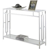 Convenience Concepts Town Square Chrome Console Table 42" - Contemporary Modern Sofa Table with Storage Shelf, Narrow Entryway Hall Table for Living Room, Bedroom, Bathroom, Glass/Chrome Convenience Concepts