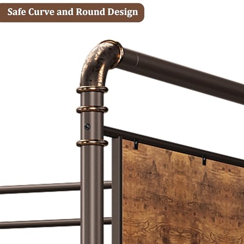 Garvee Industrial Twin Over Twin Bunk Bed, Convertible to 2 Separate Single Beds, Sturdy Metal Bunk Bed, Detachable Ladder & High Safety Guardrails for Safety, Space-Saving Design