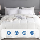 Wool Comforter Queen Size Duvet Insert All Season, Ultra-Soft Wool Duvet, Breathable Washable Comforter, Medium Weight,100% Noiseless Cotton Shell(White) YMLIVE