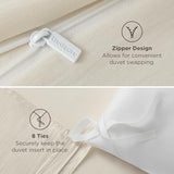 Bedsure Oat Milk Duvet Cover Queen Size - 3 Pieces Prewashed Cotton-Like Polyester Extra Soft Bedding Set, Includes 1 Duvet Cover 90x90 Inches with Zipper Closure & 2 Pillow Shams, No Comforter Bedsure