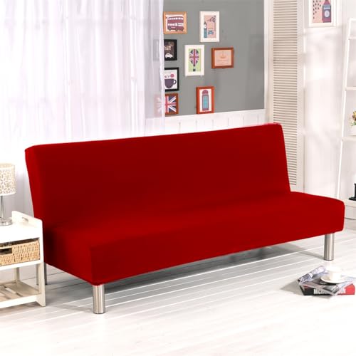 Stretch Futon Cover Armless Sofa Slipcover Foldable Sofa Bed Covers with Elastic Band, Machine Washable (Red) Generic
