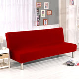 Stretch Futon Cover Armless Sofa Slipcover Foldable Sofa Bed Covers with Elastic Band, Machine Washable (Red) Generic