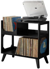 Crosley Furniture Asheville Mid-Century Modern Media Console Record Player Stand, Storage for Vinyl Records, Medium, Black Crosley Furniture