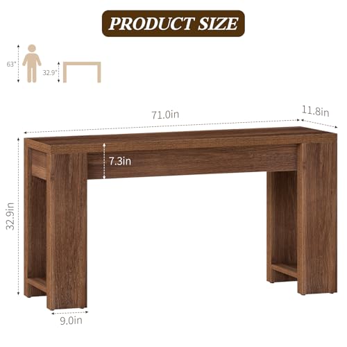 Curlaky 71" Extra Long Console Table, Wood Farmhouse Entryway Table, Plank and Beam Console Tables for Living Room, Entry, Entrance, Behind Couch, Hallway, Foyer, Narrow Sofa Tables for Front Doo Curlaky