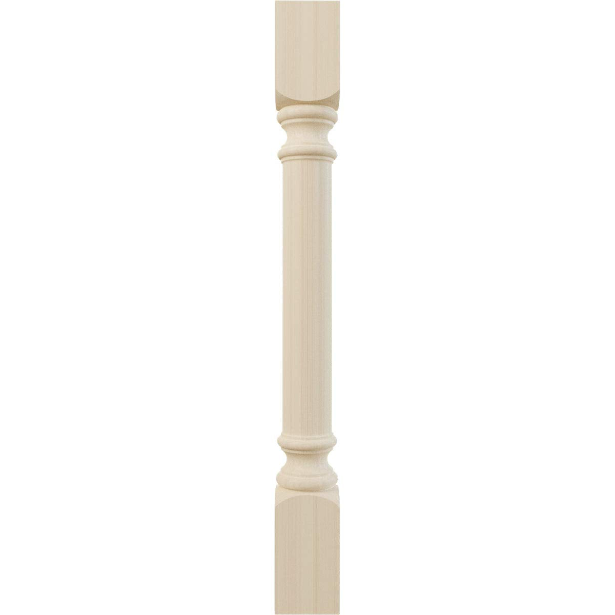Ekena Millwork COL03X03X35TRRW Traditional Cabinet Column (Top Block: 6 1/8", Bottom Block: 7 1/8"), 3 3/4"W x 3 3/4"D x 35 1/2"H, Rubberwood Ekena Millwork