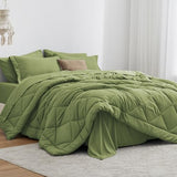 Love's cabin Twin Comforter Set Olive Green, 5 Pieces Twin Bed in a Bag, All Season Bedding Sets with 1 Comforter, 1 Flat Sheet, 1 Fitted Sheet, 1 Pillowcase and 1 Pillow Sham Love's cabin