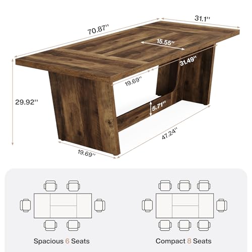 Tribesigns 12FT Conference Table, Modern Meeting Seminar Table for 12-14 Person, Rectangular Solid Executive Business Furniture Boardroom Desk for Office,(Set of 2, Dark Brown) Tribesigns