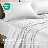 Pure Bedding Satin Sheets Twin [3-Piece, White] Hotel Luxury Silky Bed Sheets - Extra Soft 1800 Microfiber Sheet Set, Wrinkle, Fade, Deep Pocket Fitted Sheet, Flat Sheet, Pillow Cases Pure Bedding
