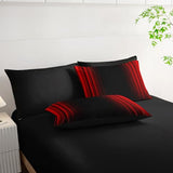 Nttopship Red and Black Bedding Set Queen Size Abstract Ombre Comforter Set Bedding Set 7 Piece in A Bag,Dark Quilt Set Mordern Art Decor All Seasons with Pillowcases,Flat, Fitted Sheet Nttopship