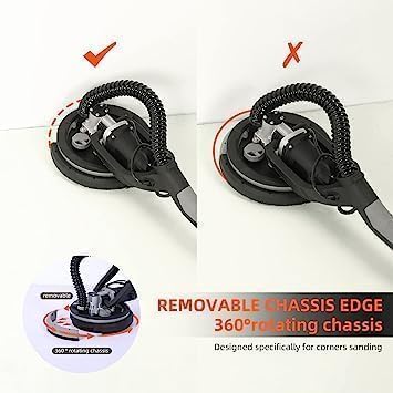 Drywall Sander, 750W Electric Drywall Sander with Vacuum Dust Collection 7 Variable Speed 900-1800 RPM with LED Light, 14 Pcs Sanding Discs, Extendable & Foldable Handle CHEINAUTO