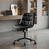 Rowill Faux Leather Office Chair, Ergonomic Armless Desk Chair with Waterproof Cushion & Slient Wheels & SGS-Certified Class 3 Gas Lift, Ideal for Home Office, Study and Vanity(Black) Rowill