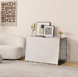 VIE DE AMAN Dog Crate Topper Wood for 48 42 36 24 inch Cages, Dog Crate Table Topper with Tassel Curtain, Rustic Style Dog Kennel Topper, Rustic Brown(Dog Crate Not Include) VIE DE AMAN