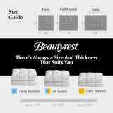 Beautyrest Goose Feather Down Fiber Comforter King Size All Season, Hotel Collection Fluffy 100% Cotton Cover Duvet Insert, Medium Warmth 106 x 90 Inch White Beautyrest