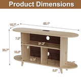 Hretanant Record Player Stand,55" Record Storage Cabinet with Charging Station&USB Ports,Mid Century Turntable Stand with Vinyl Storage&LED Lights,Holds up to 300+ Albums,for Living Room Bedroom,Oak Hretanant