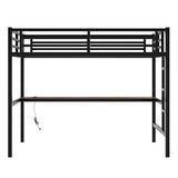 Bellemave Full Loft Bed with Desk and LED, Metal Full Loft BedFrame with guardrail and Ladder for Adults, Kids, Teens, Black Bellemave