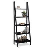 Linon Archdale Black 72" Open Back Ladder Bookshelf with 5 Adjustable Shelves Linon